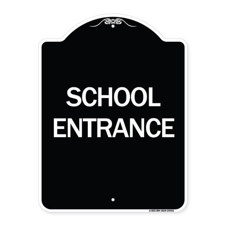 SIGNMISSION Designer Series School Entrance, Black & White Heavy-Gauge Aluminum Sign, 24" x 18", BW-1824-24451 A-DES-BW-1824-24451